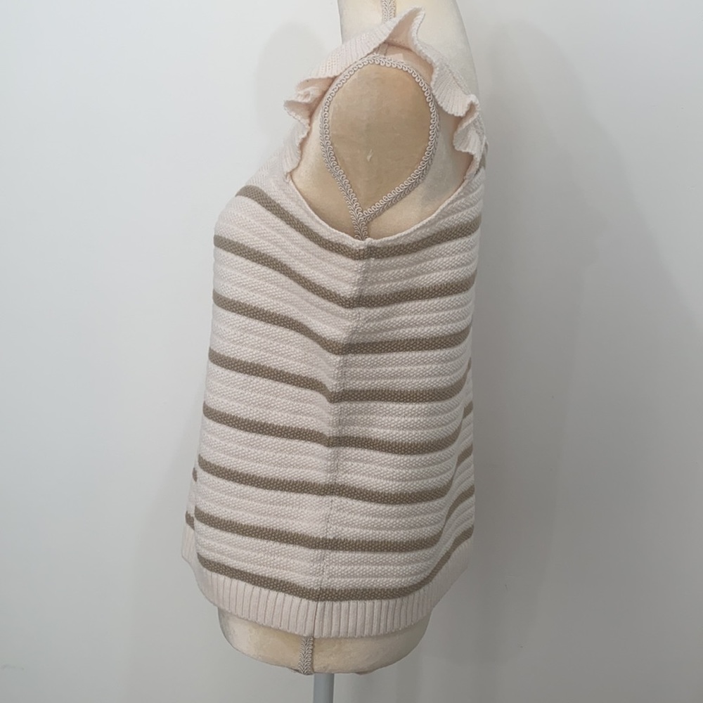 Striped Ruffle Strap Sweater Tank size L - Picture 4 of 8